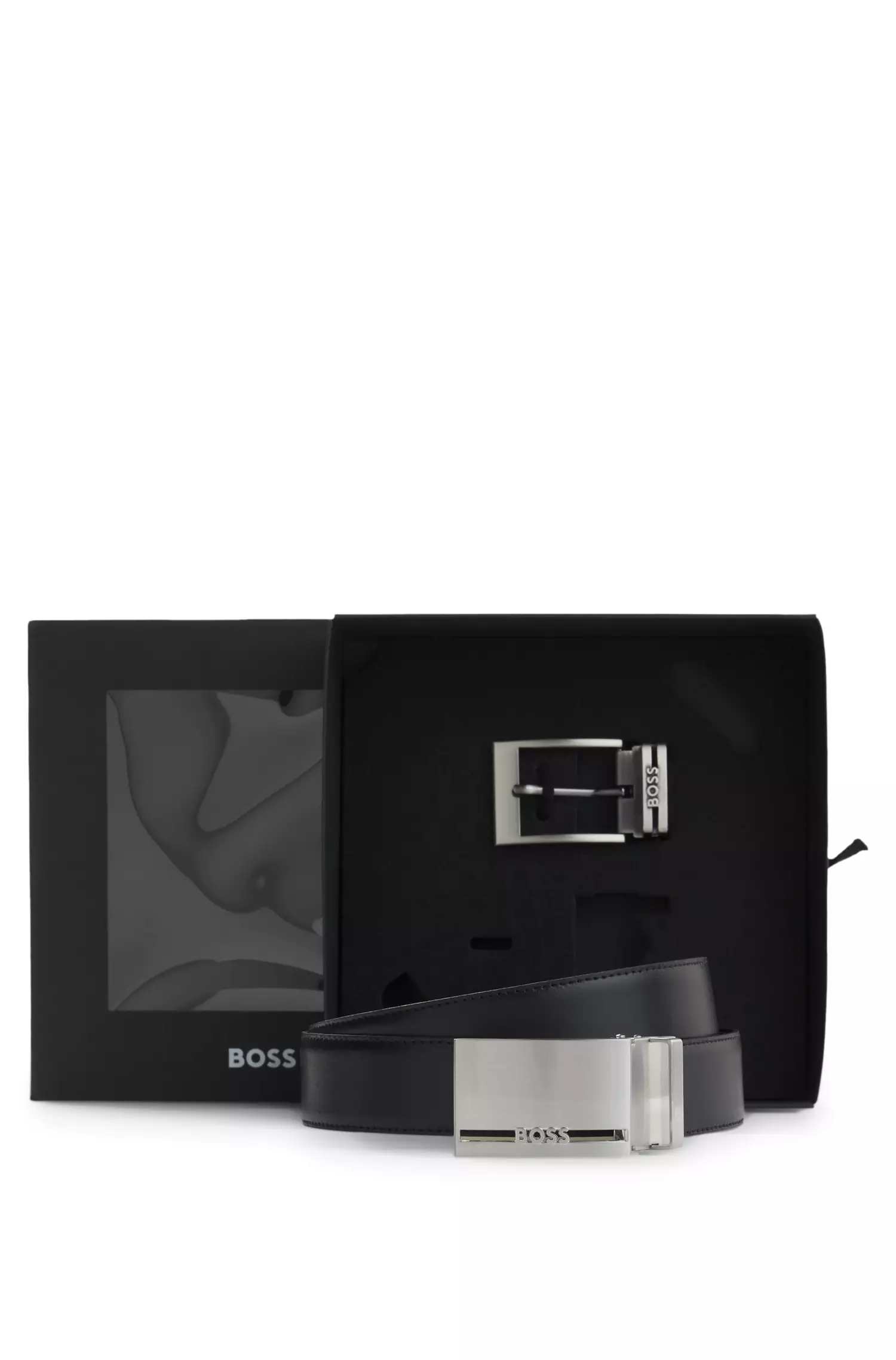 Interchangeable Buckle Reversible Leather Belt - BOSS Business