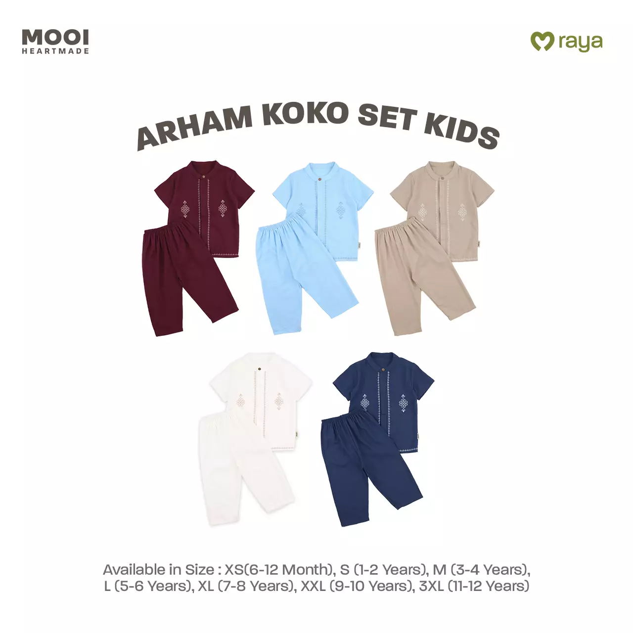Mooi Arham Koko Set Setelan Koko Anak Raya Collection Basic Series 2026 - Sky Blue