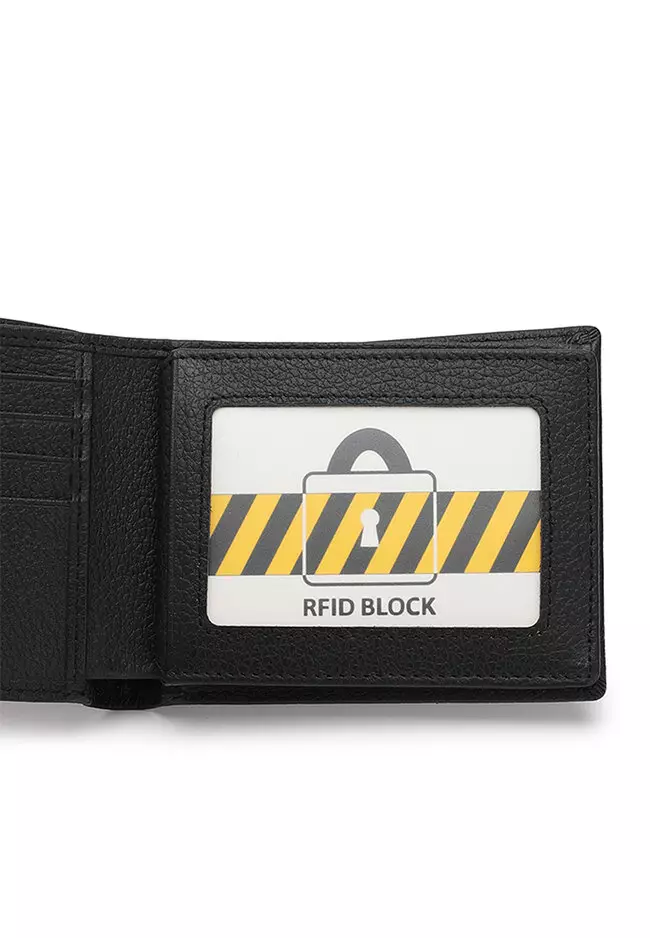 Genuine Leather RFID Blocking Wallet - Black