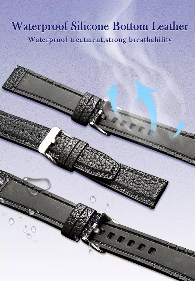 Tali Kulit Pria Leather Strap 20mm Premium Leather Tali Kulit-black 20mm