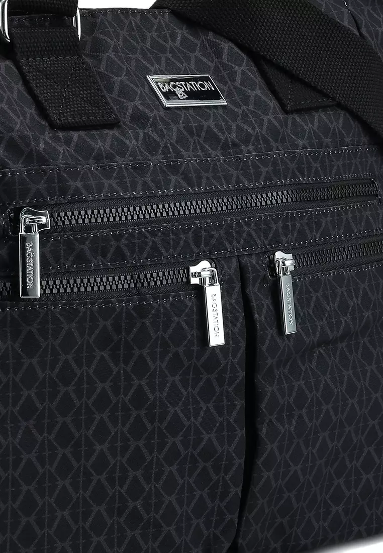 Printed Nylon Convertible Tote Bag