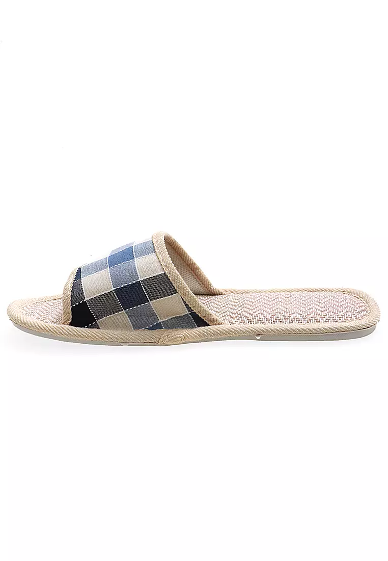 Mians Slippers Sandal Selop Unisex Indoor Colorful Design Material Linen ORIGINAL - Blue