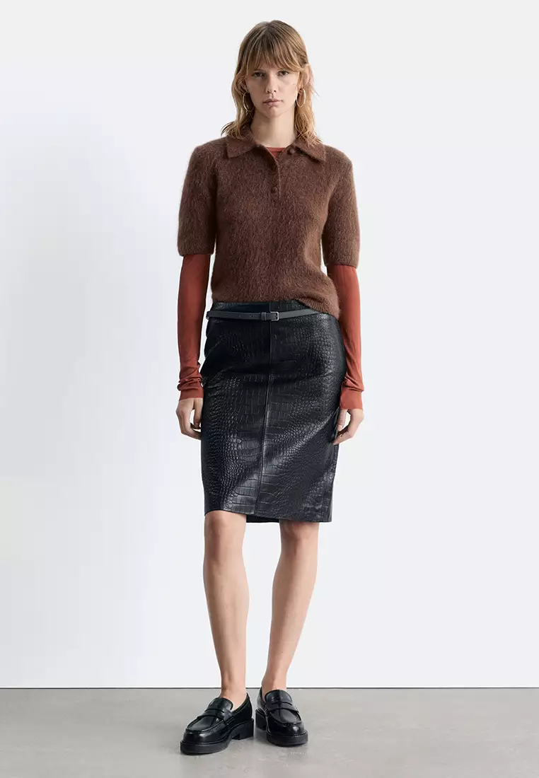Brushed Knit Polo T-Shirt