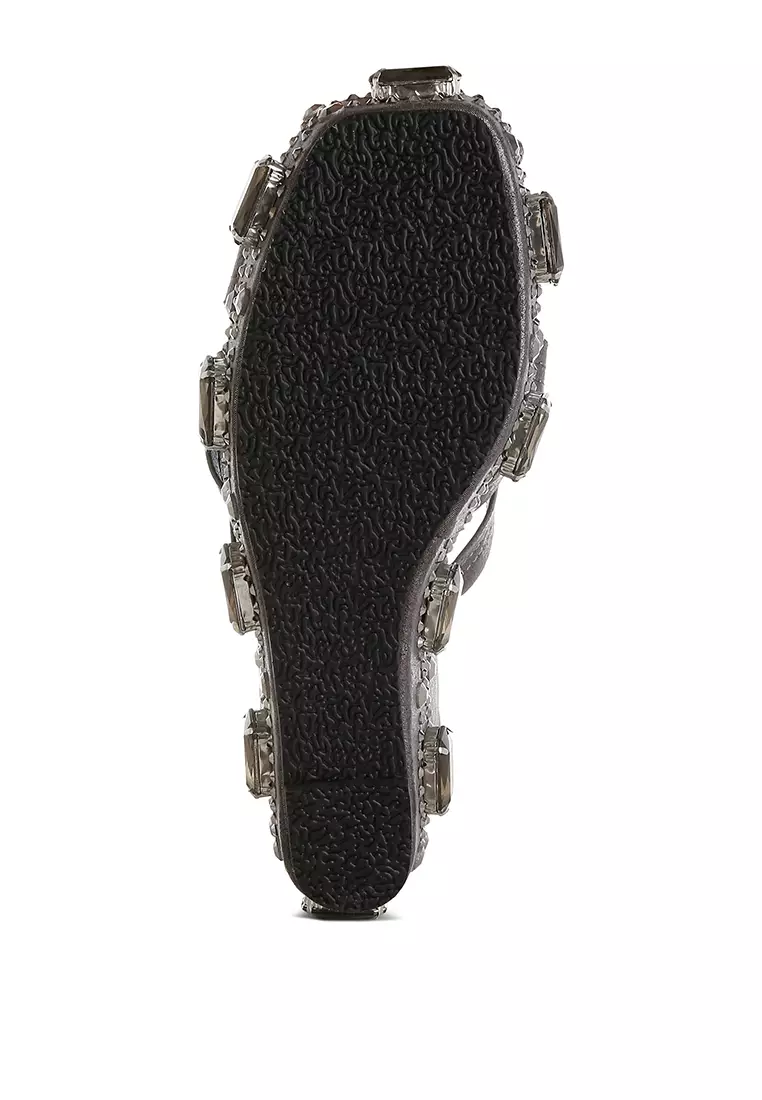 Sandal Potongan Berlian Imitasi & Berlian Imitasi Tebal dari Pewter