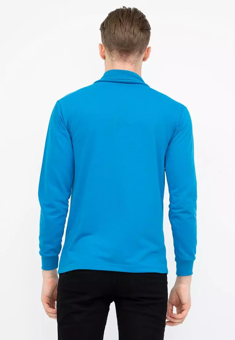 Turtle Neck pria lengan panjang biru muda kaos kerah tinggi slim fit houseofcuff
