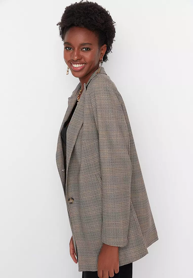 Buy Trendyol Plaid Blazer 2024 Online ZALORA Philippines