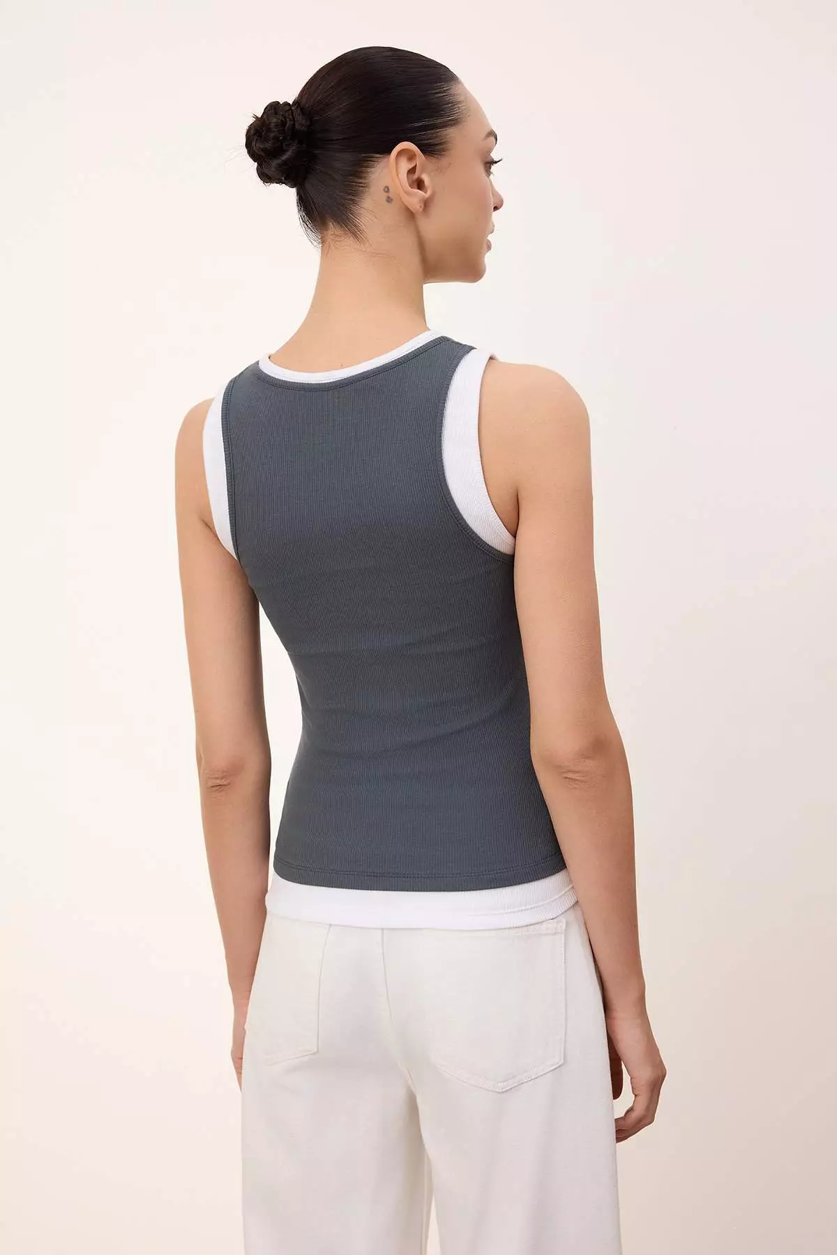 Wardrobe Essentials-Anthracite Double Layer Fitted/Sleeveless Stretch Knit Undershirt Twoss26Al9