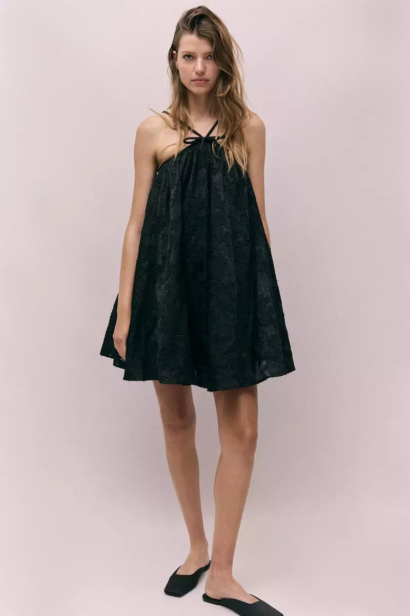 Jacquard-weave strappy dress