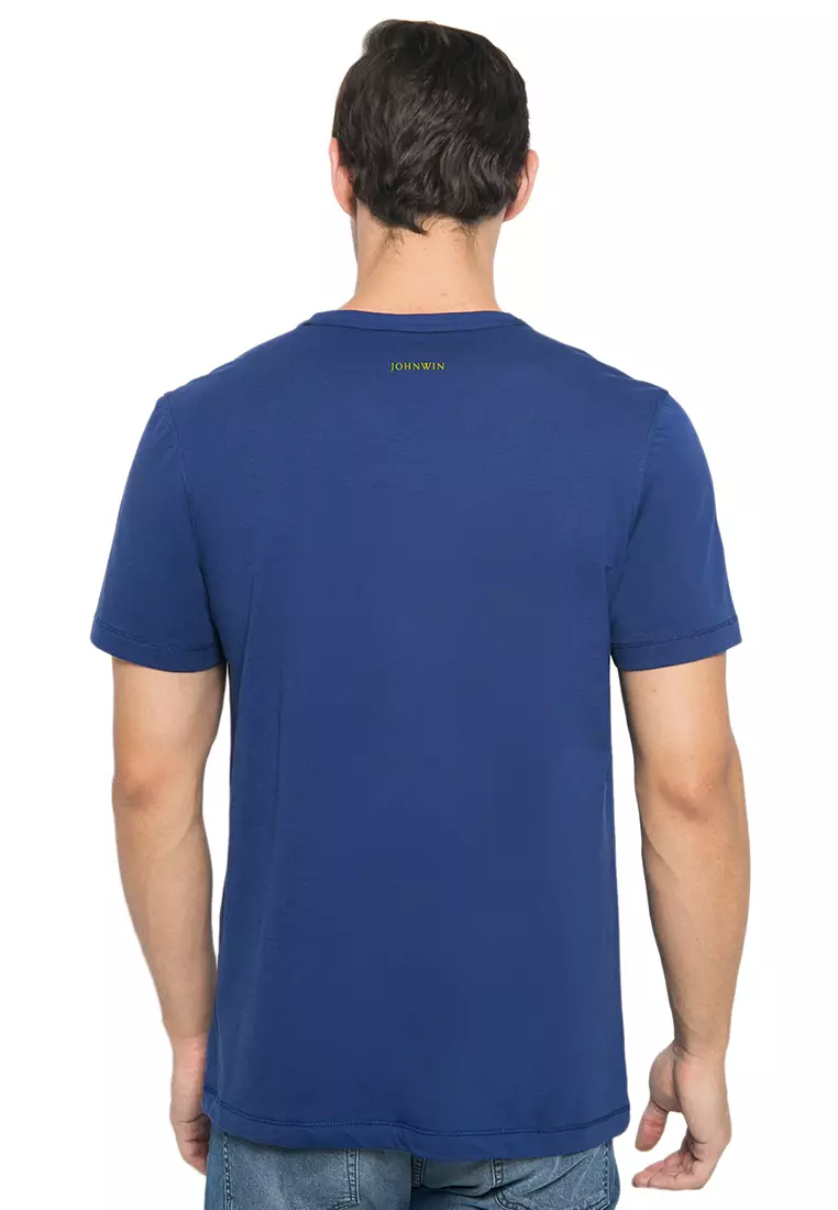 Johnwin - Kaos Pria - Kaos Polos Warna - Kaos Supima 40's - V Neck