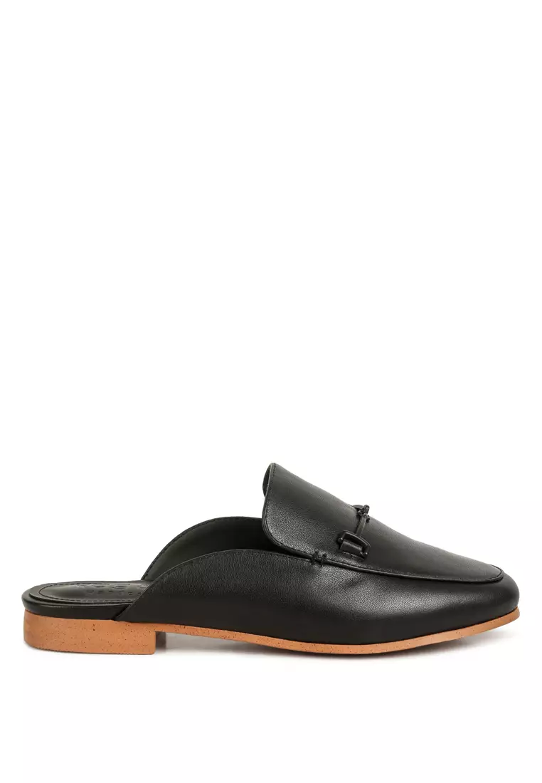 Mens black sale leather mules