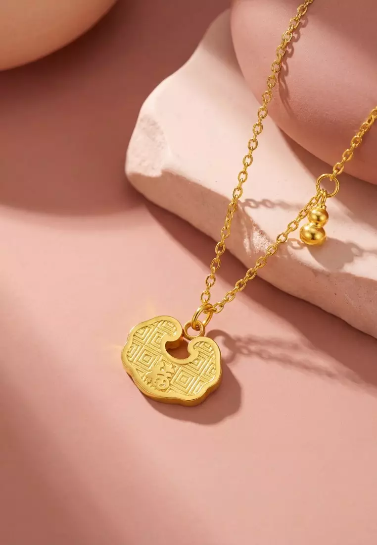 Peace Lock Pendant Necklace in Gold