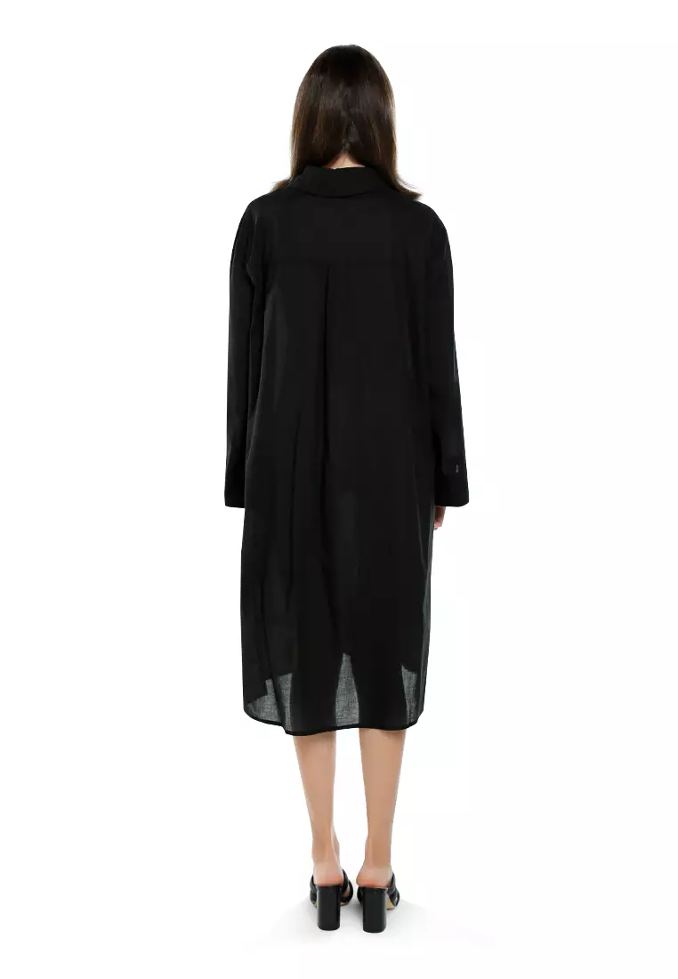 Oversized Shirt Dress in Black