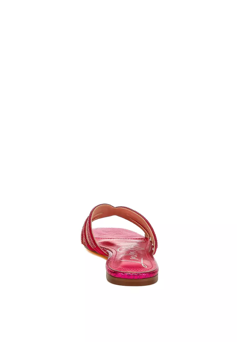 Fuchsia Rhinestone Cut Out Flats