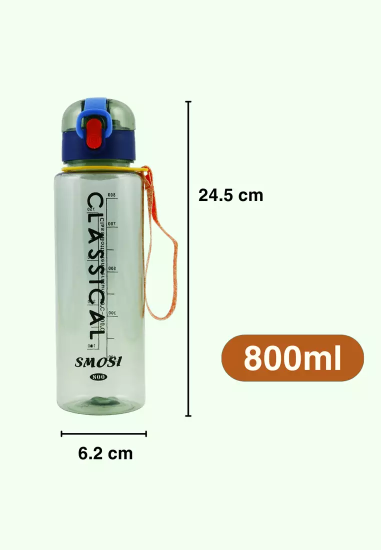 Wakakids Botol Minum Plastik Transparan Classical Smosi 800ml K101 Venrc Orange