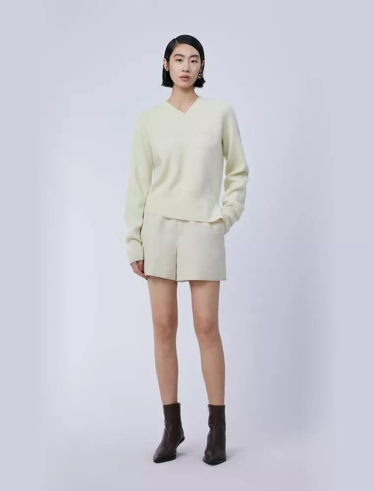 Jnby V-Neck Long Sleeve Pullover Cashmere Sweater