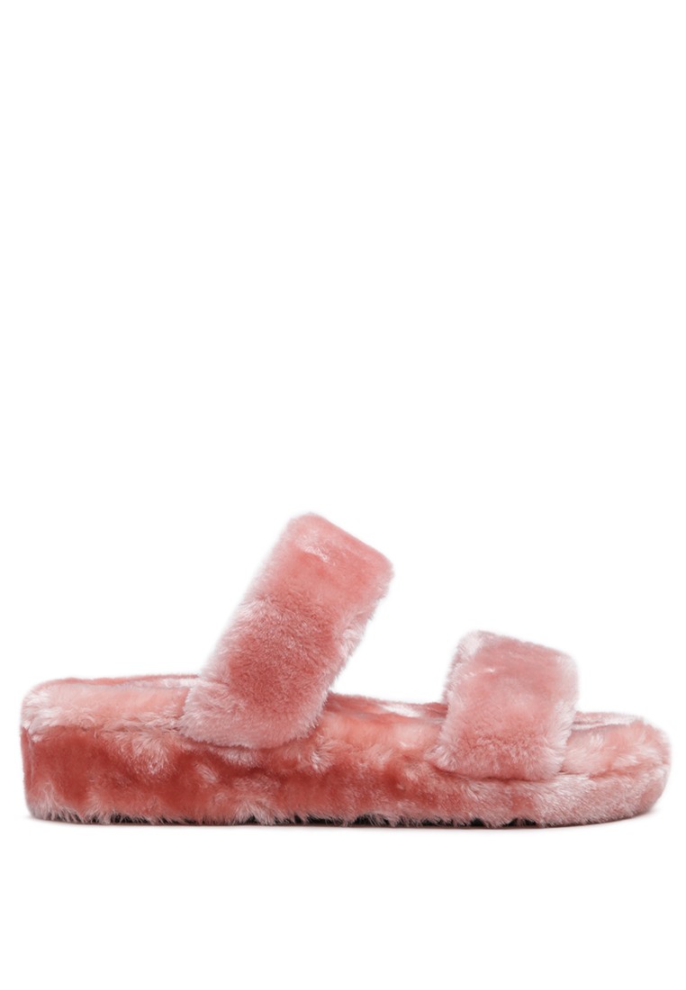 Pink Fur Slip-On Flat