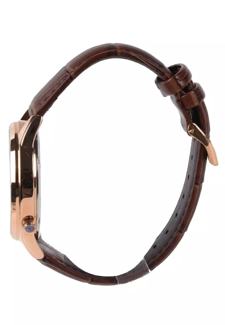 Alfa - Jam Tangan Pria - Rosegold - Brown Leather Strap - 99022M