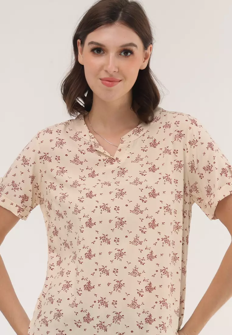 Short Sleeves Chinese Collar Blouse