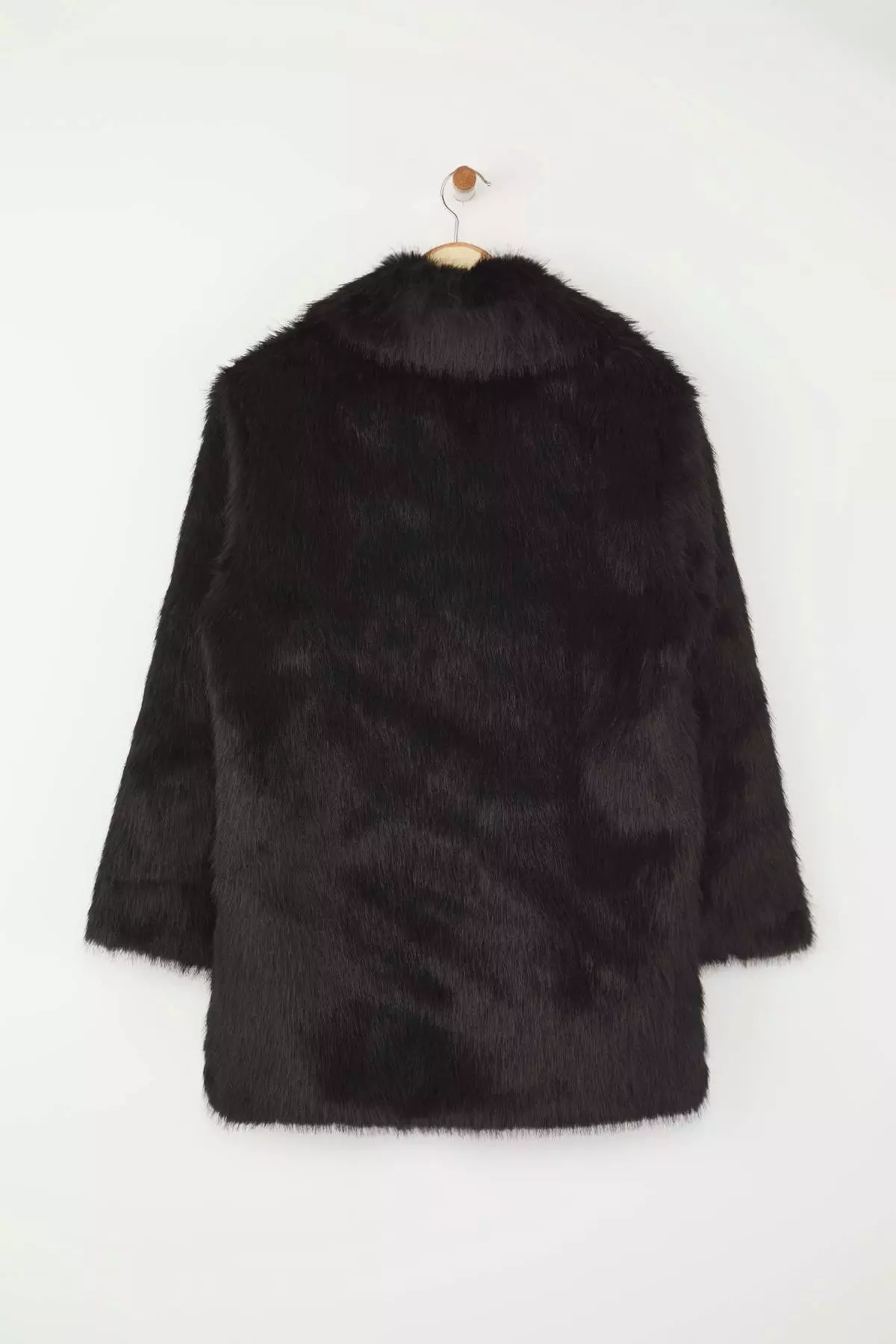 Black Fur Mono Closure Oversize Midi Coat Twoaw26Kb6