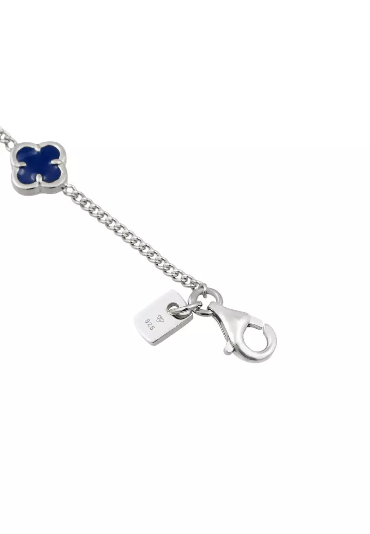 EXCLUSIVE Gelang Perhiasan Perak 925 Pria Cloverleaf Enamel