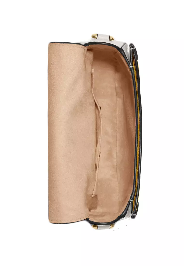 Georgie Saddle Bag In Colorblock - Yellow/White