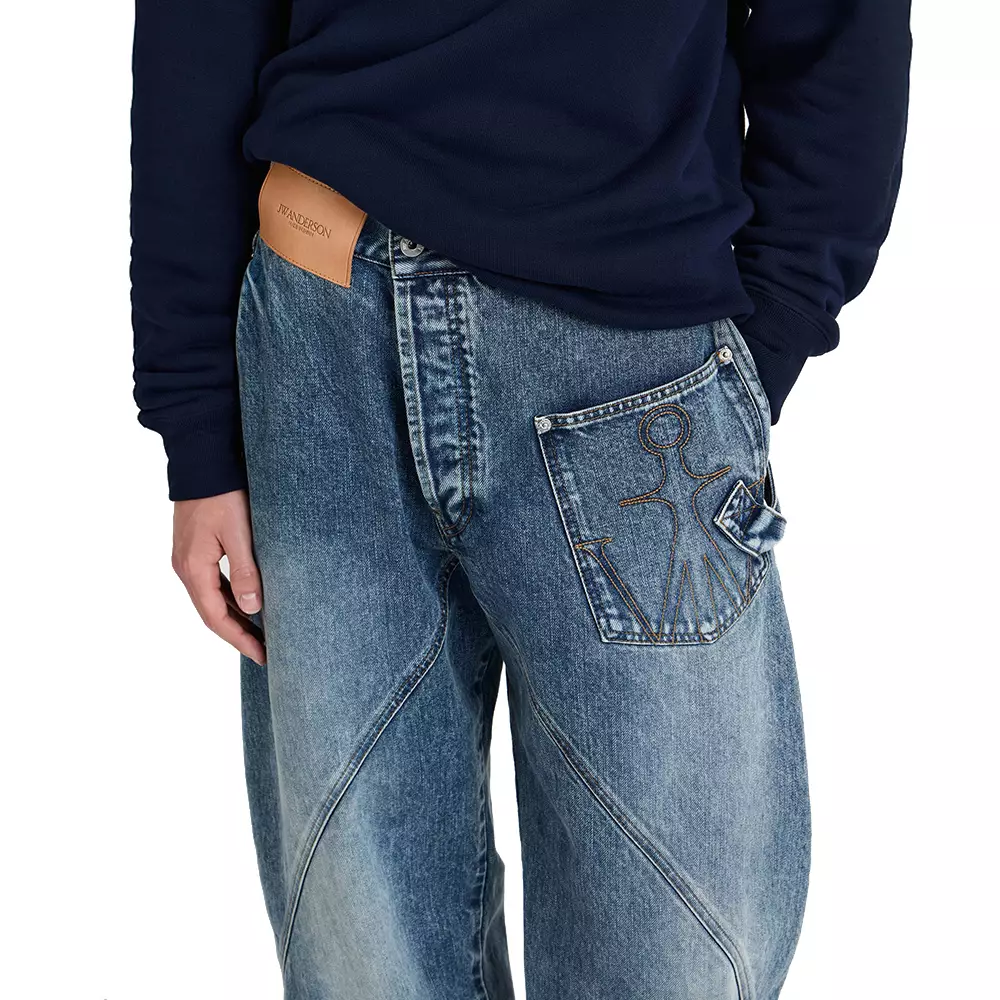 Twisted Workwear Jeans in Mid Blue