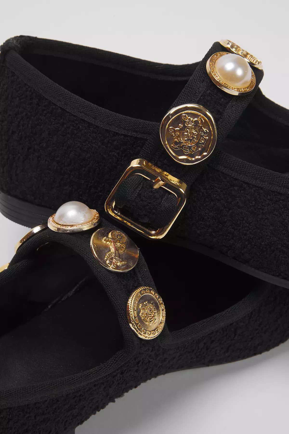 Black Buckle Round Toe Mary Janesi Women's Ballerina Flats Takss25Be00011