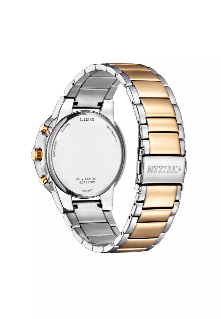 Citizen Eco-Drive Axiom Collection Chronograph Green Dial Two-Tone Stainless Steel Bracelet Watch AT2244-84X