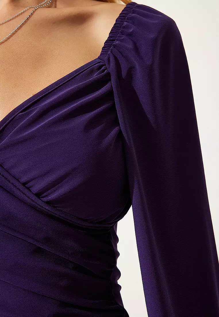 Long Sleeves Surplice Blouse