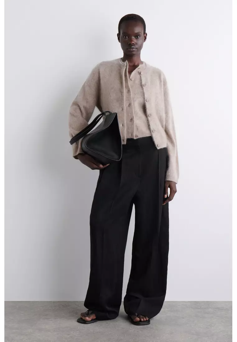 BRUSHED-CASHMERE CREW-NECK CARDIGAN