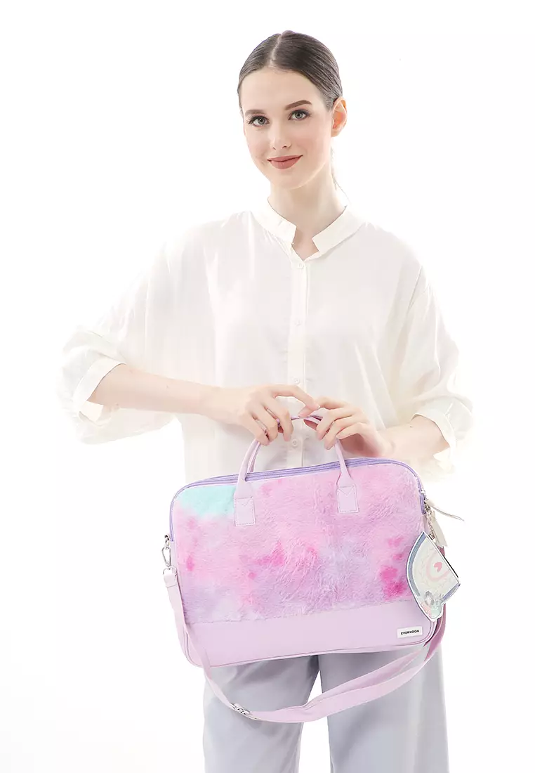 Shania Laptop SlingBag Fluffy Purple Pink With Mini Pouch - Purple 1 Rainbow