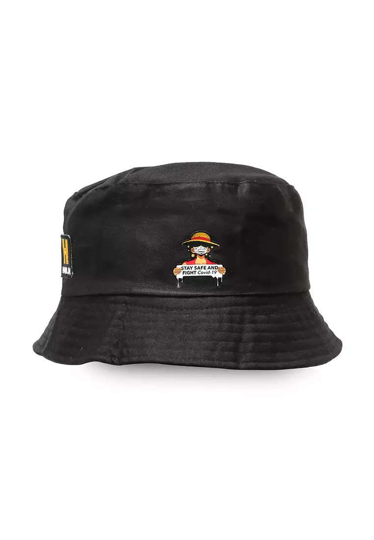 Zorke Bucket Hat Pria Casual Stylish Motive Luffy Comfortable Material Drill ORIGINAL - Black
