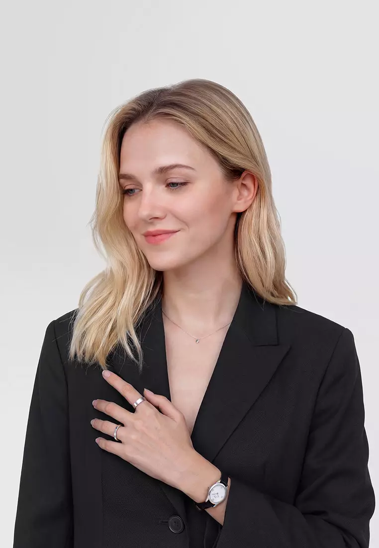 Ophelia Mini Black Lizard White Guilloché Silver - Women Watch Stainless Steel Leather Strap watch DW Official Authentic Original jam tanggan perempuan DW jam tangan