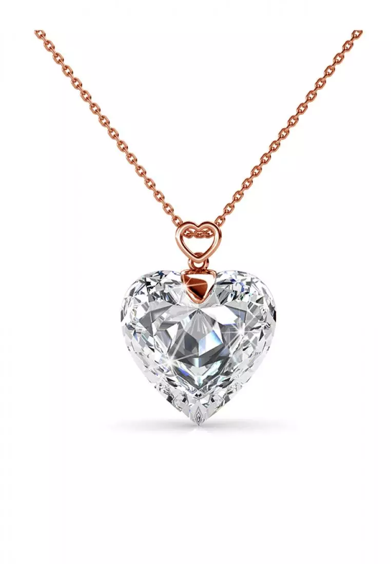 Cheery Heart Pendant RG - Kalung Crystal Swarovksi by Her Jewellery
