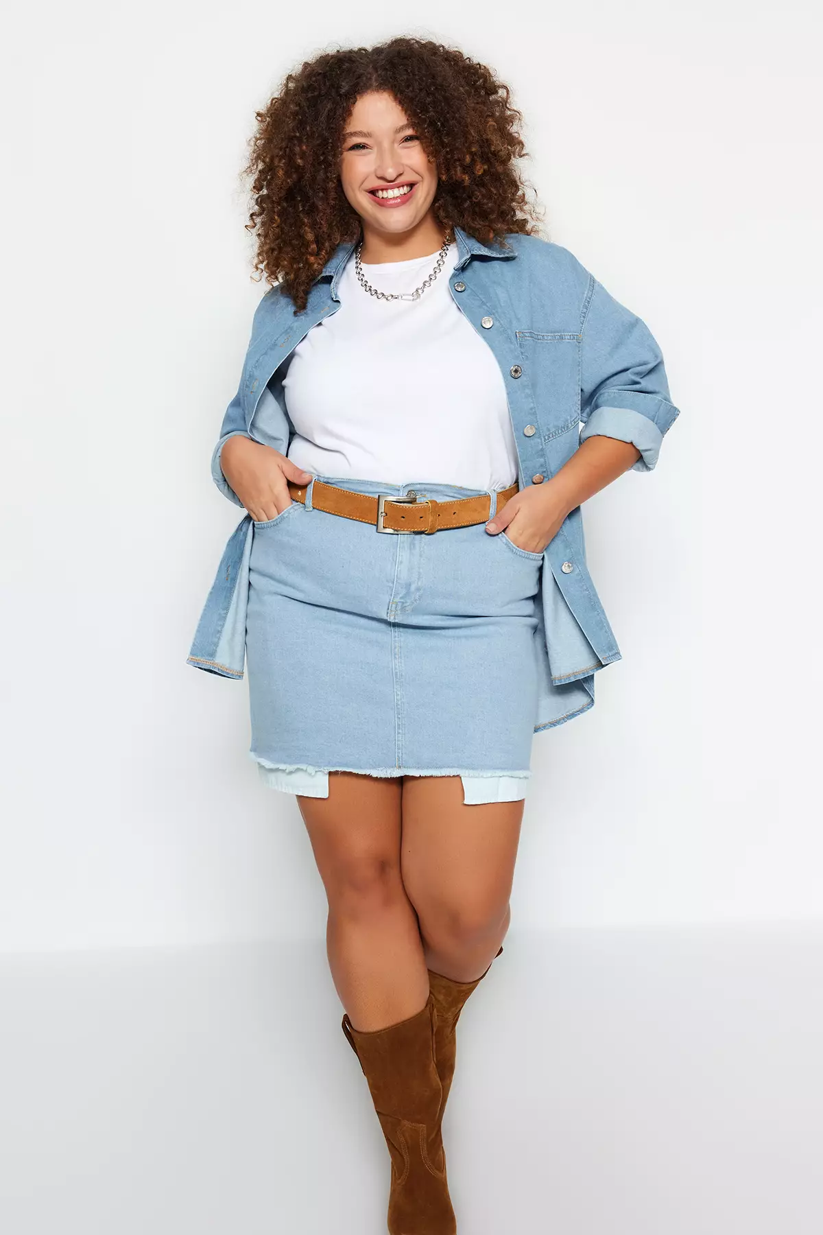 Plus size denim skirt singapore sale