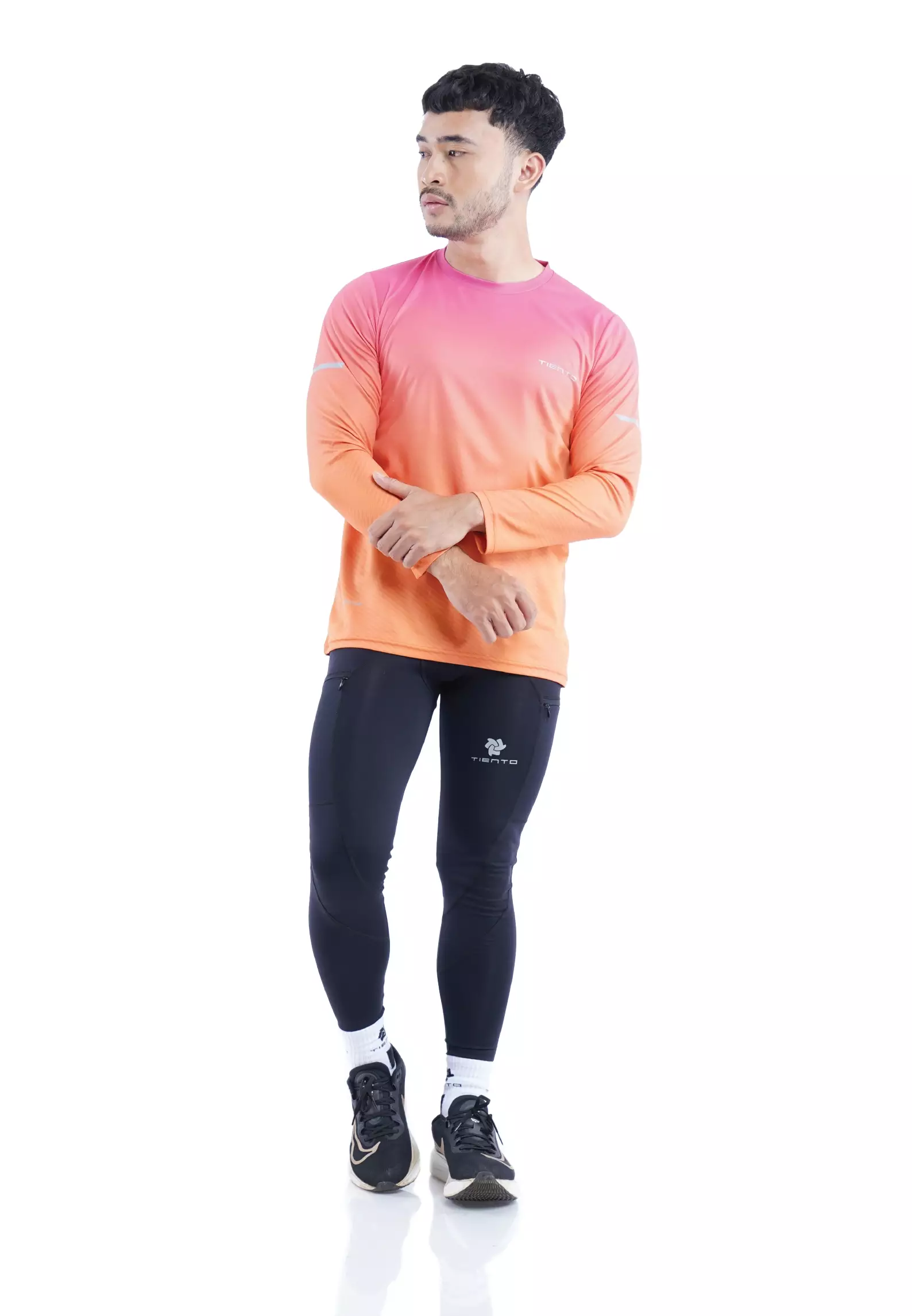 Tiento Jersey Running Anti UV Baju Olahraga Lari Pria Lengan Panjang Kaos Dryfit Long Sleeve Men Xceleration