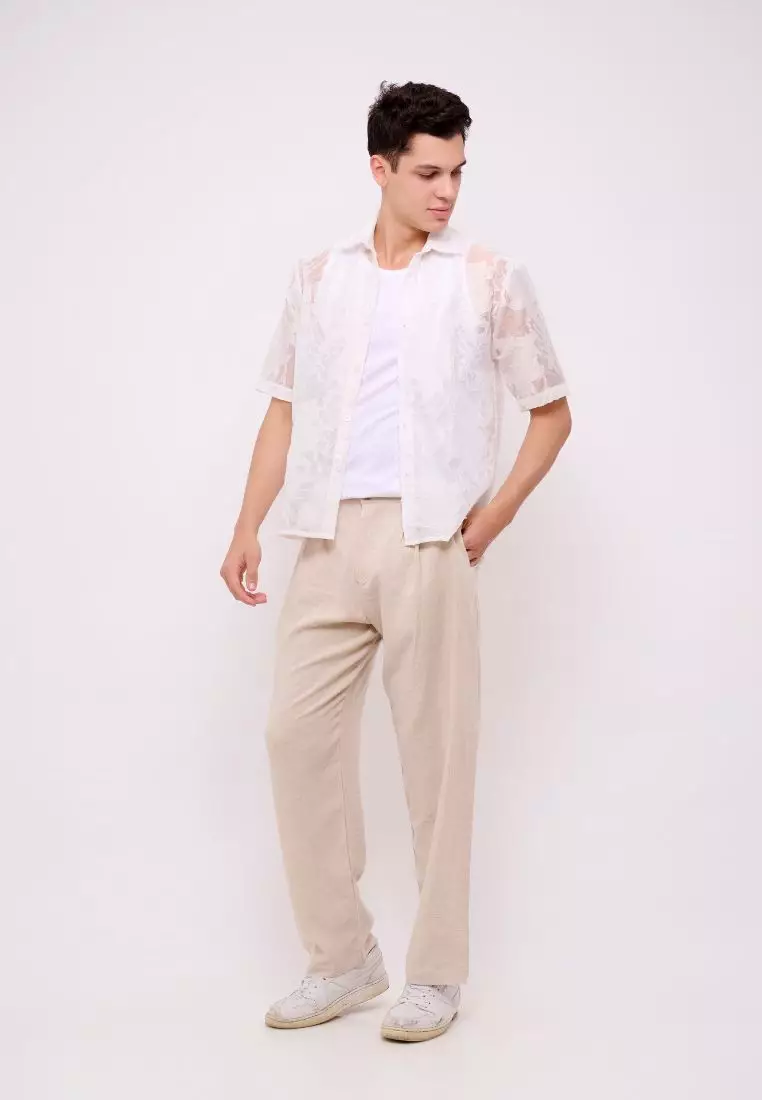 Birdie Kemeja Outer Lengan Pendek Pria Putih | Outer Shirt Short Sleeves Shirt Men White
