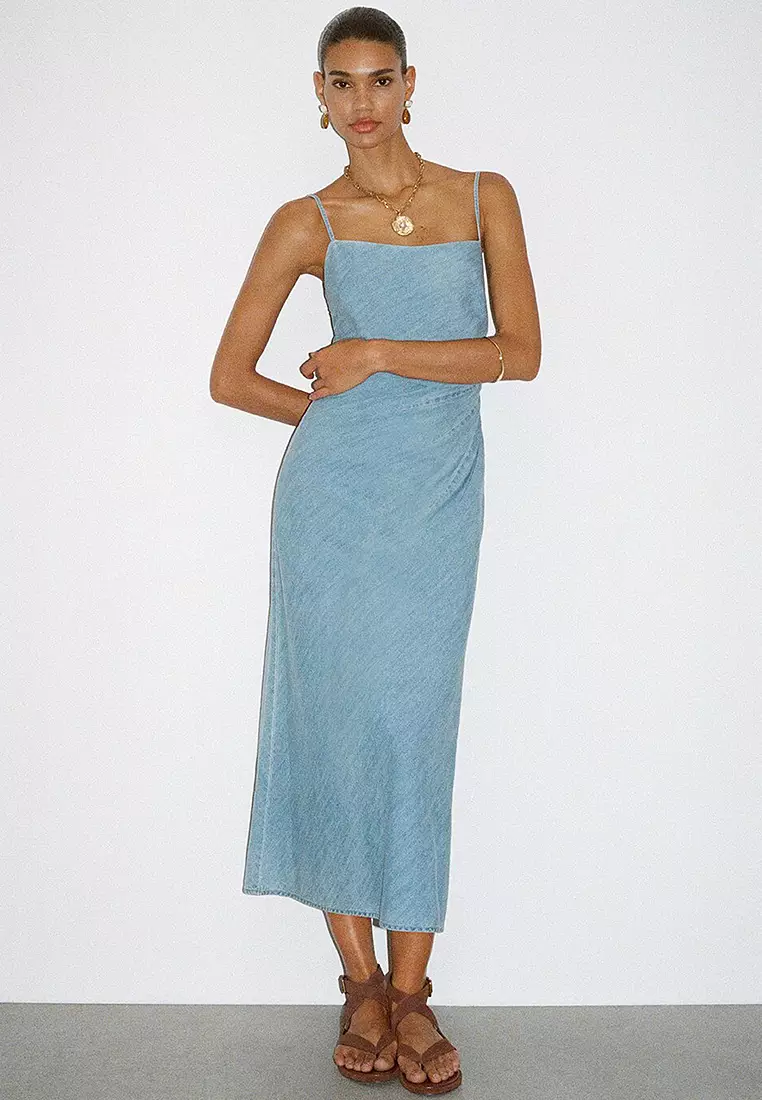 Draped Denim Dress