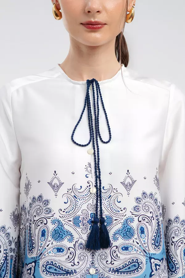 Jual Minimal MINIMAL - Rysha - Blus Motif Paisley - White Colour White ...