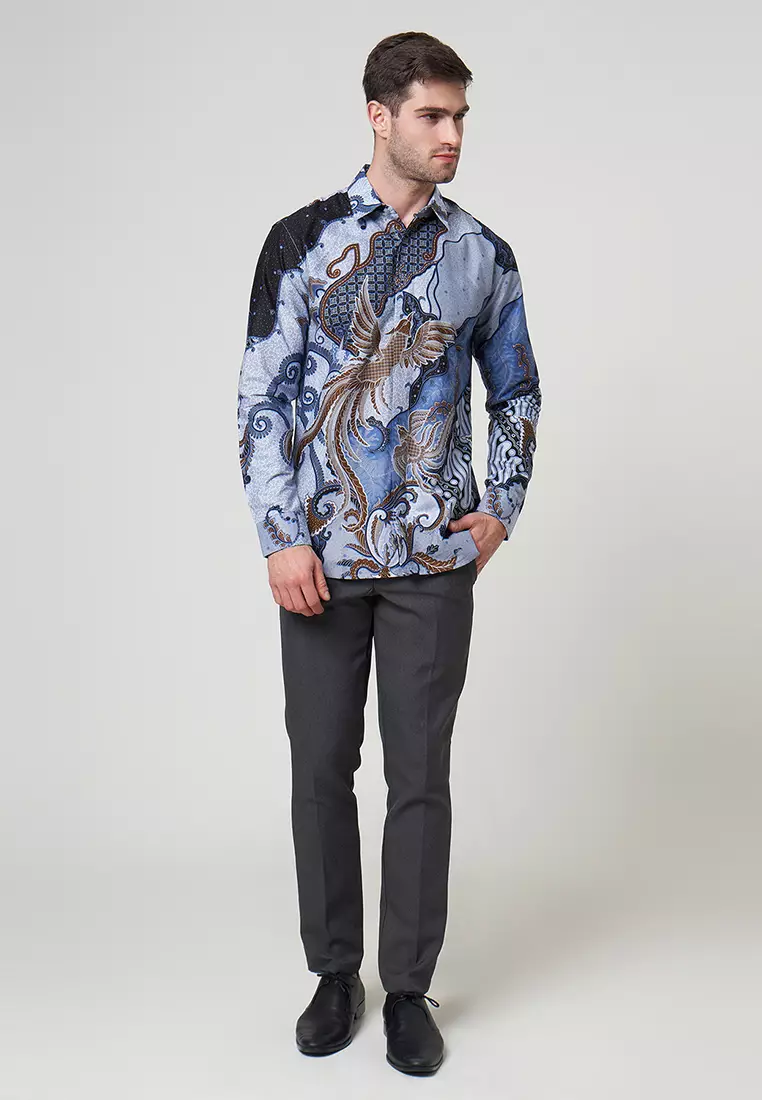 Slimfit Argya Blue Kemeja Batik Pria Lengan Panjang