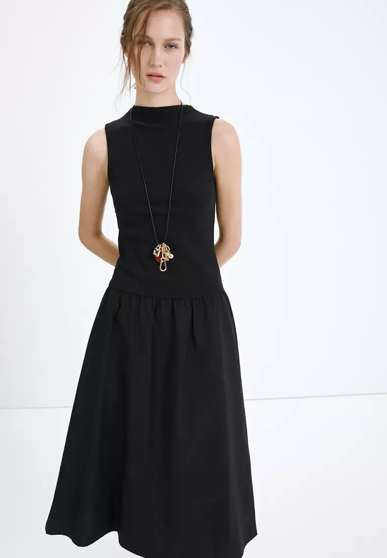 Contrast-Bodice Dress