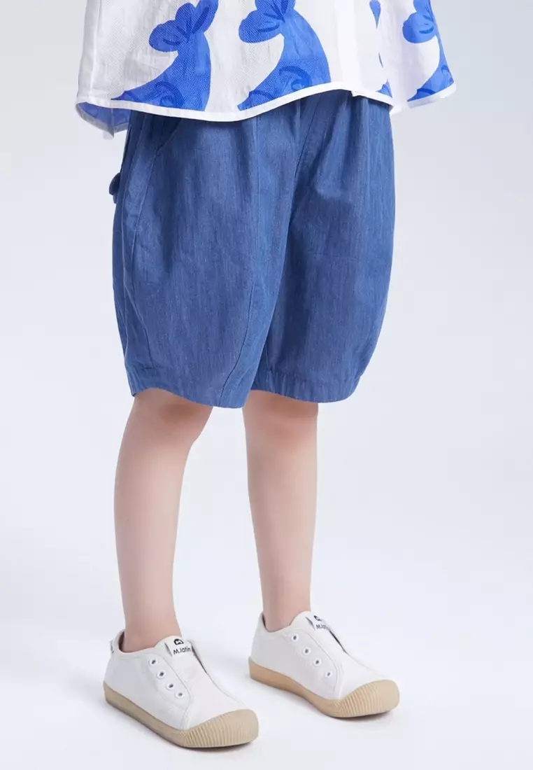 女童裤子趣味水母吸湿柔软儿童梭织中裤