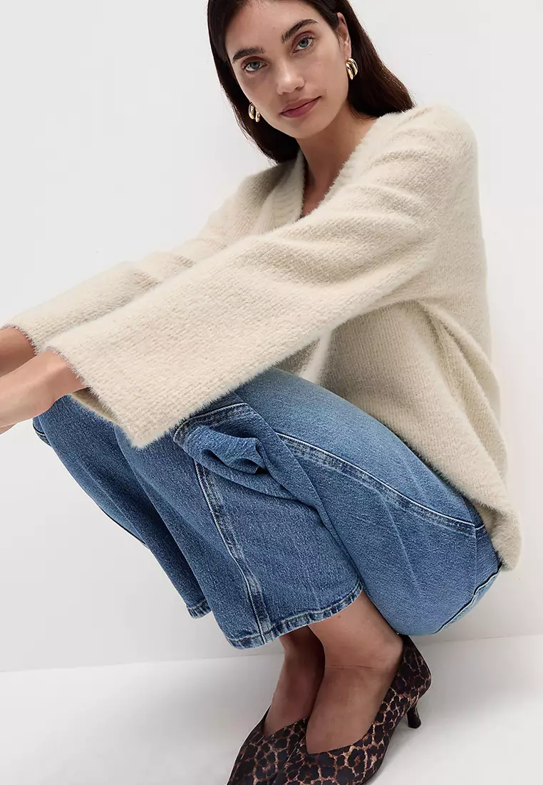 Textured V-Neck Sweatshirt