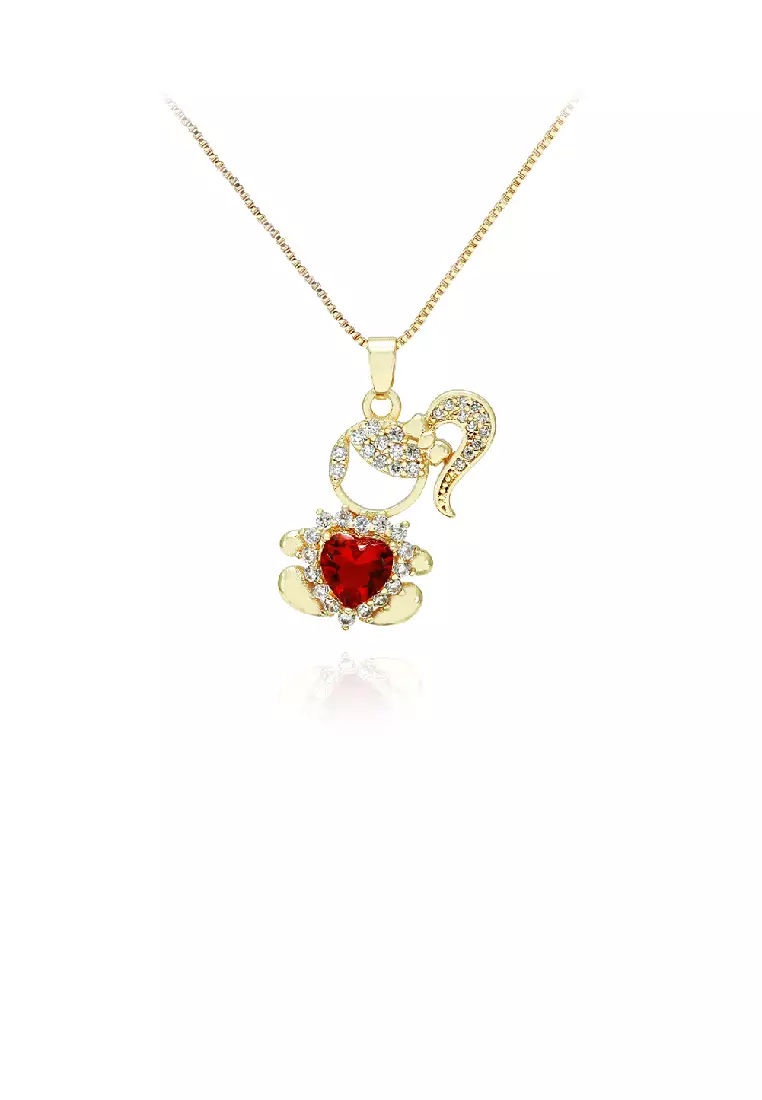 Buy Glamorousky Fashion Cute Plated Gold Cartoon Girl Pendant with