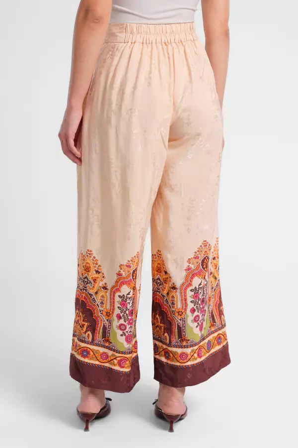 MINIMAL - Izma - Kulot Lebar Motif Etnik Dengan Pleats - Pink Light