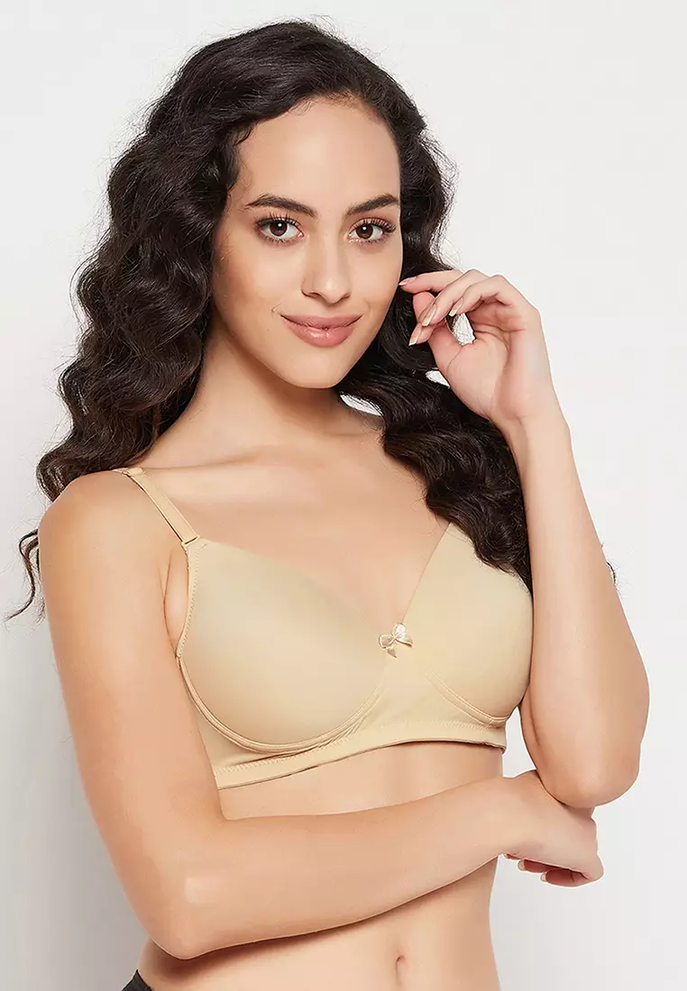 Clovia Padded Non-Wired Full Coverage Multiway T-shirt Bra in Beige