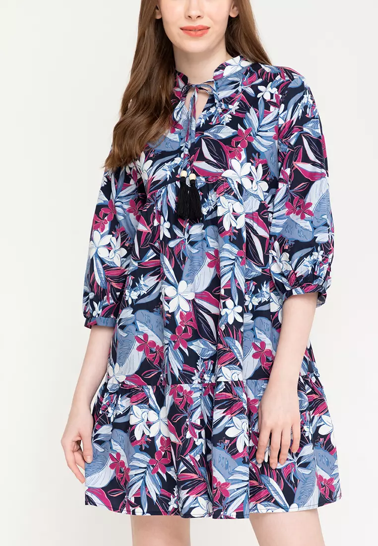 Caprice Printed Baby Doll Dress