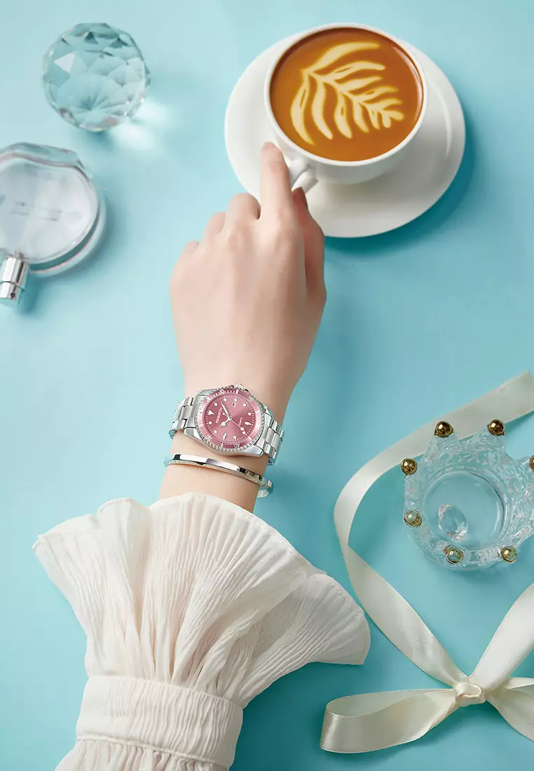 jam tangan wanita original Top Mewah bisnis Tali stainless steel dengan gelang