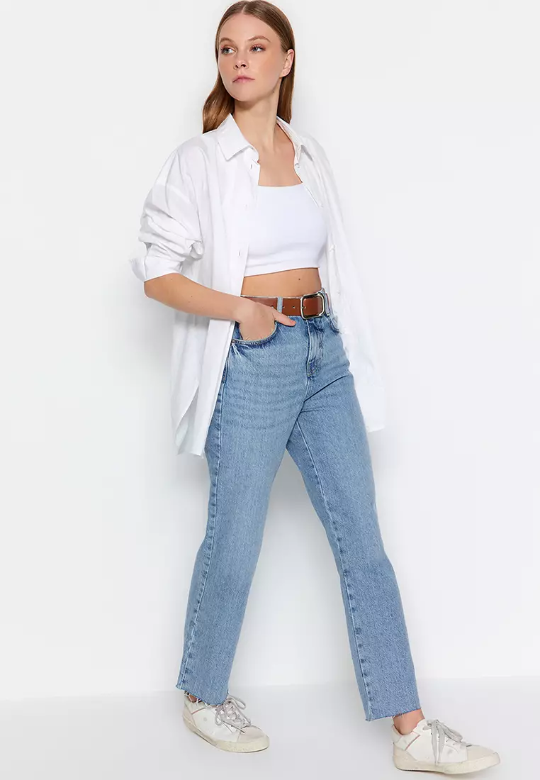 Buy Trendyol High Waist Straight Jeans 2024 Online | ZALORA Philippines