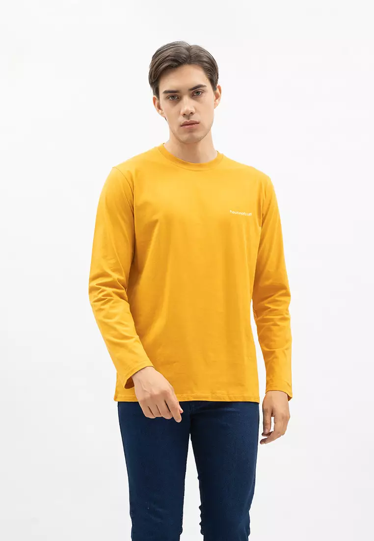 Houseofcuff Kaos Cotton Combed Lengan Panjang Pria Mustard